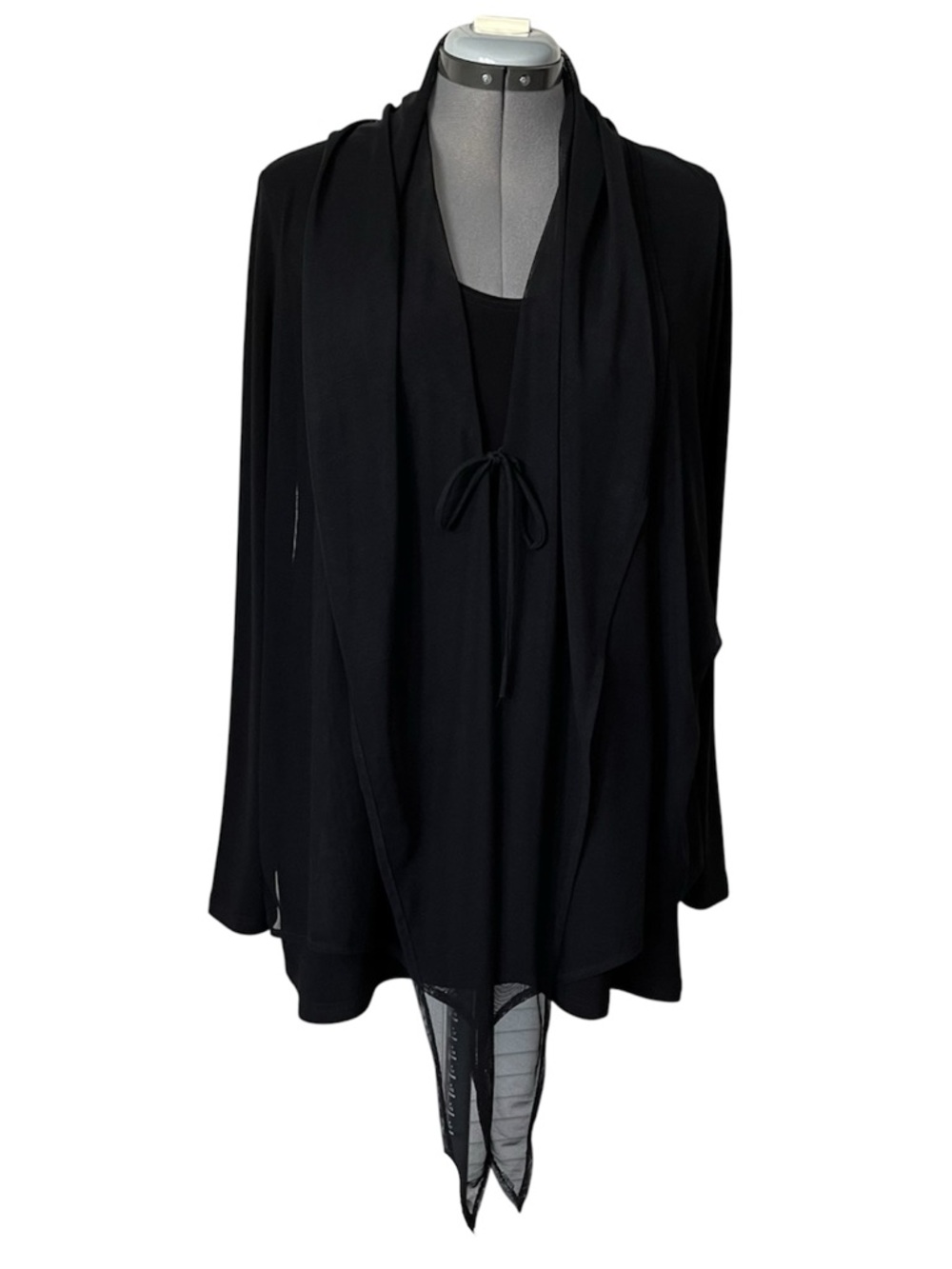 Sympli sheer overlay tunic top black 12